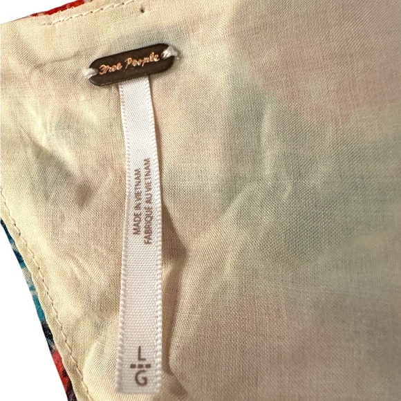 Free People Mabel Printed Rose Combo Open Back Lace Up Blouse Sz L - Picture 6 of 10